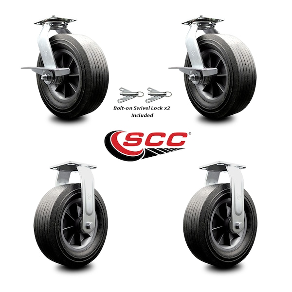 Service Caster Greenlee Caster Set - GMX Cart -2 Swivel Brakes Bolt On Swivel Lock 2 Rigid -SCC GRE-SCC-100S1030-SNB-SLB-BSL-2-R-2 - main